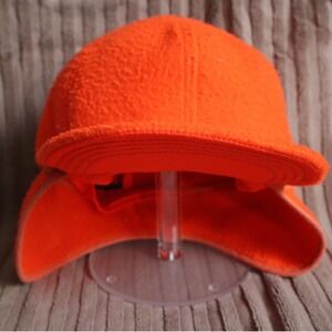 Arctic Fleece Neon Orange Vintage Trapper Hat Ear Flaps Mens XL